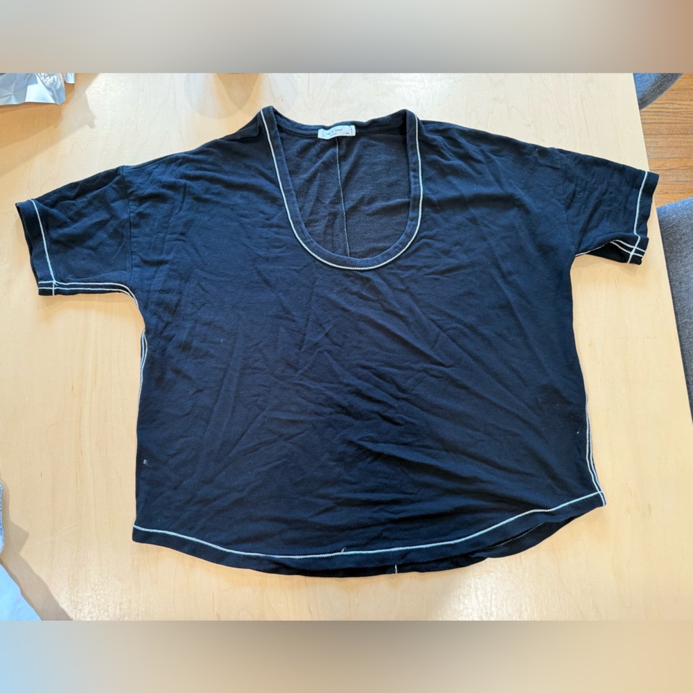 Rag & Bone Black Top with White Stitching
